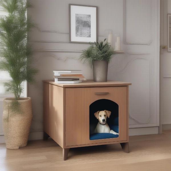 Integrating the dog bed in cabinet into home decor