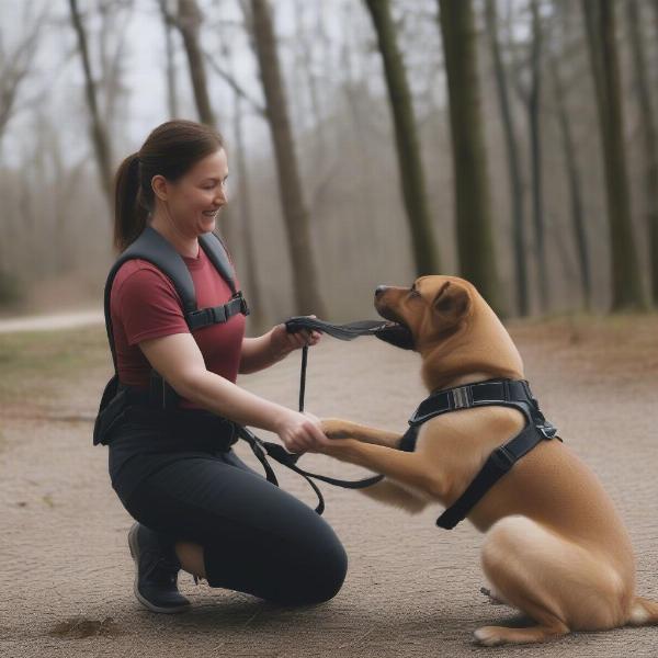 Training a reactive dog with a harness