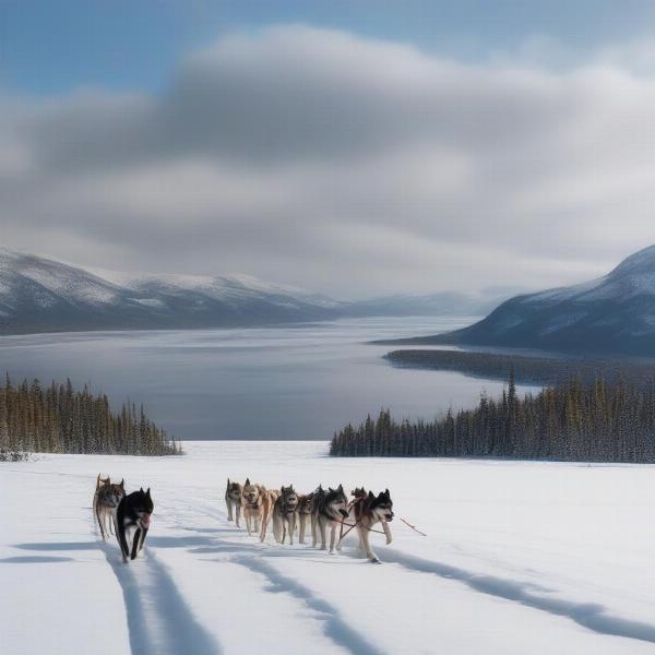 Scenic view during a dog sledding tour in Tremblant