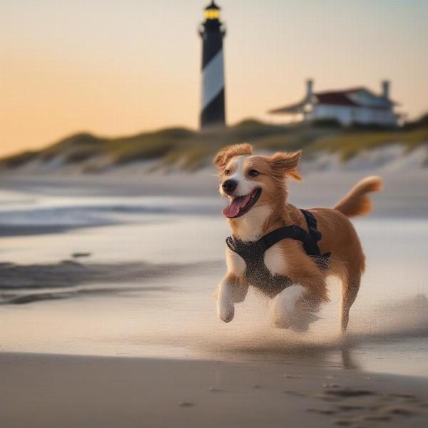 Dog enjoying the beach on Tybee Island