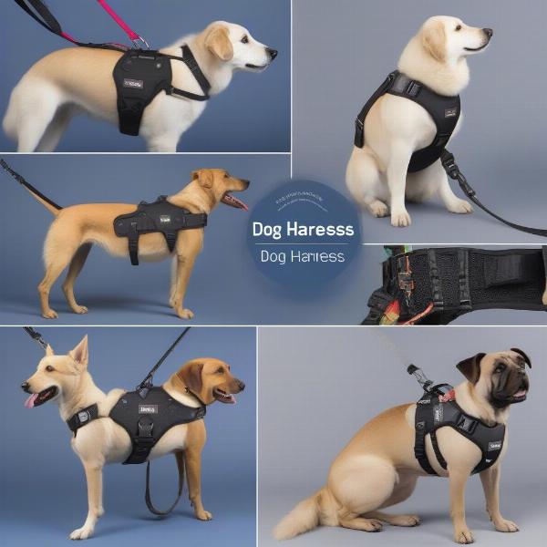 Different types of dog harnesses with built-in leashes available in the market