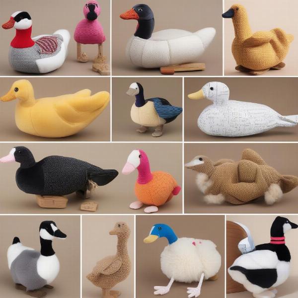 Different types of goose dog toys