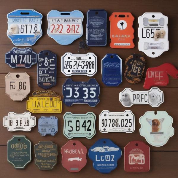 Different dog license plates