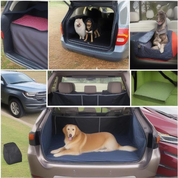 Different types of dog car trunk covers for various car models and dog sizes