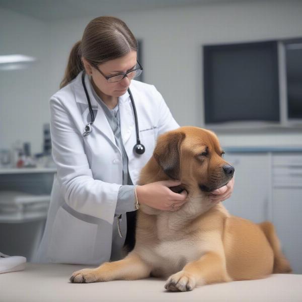 Veterinarian Examining a Dog