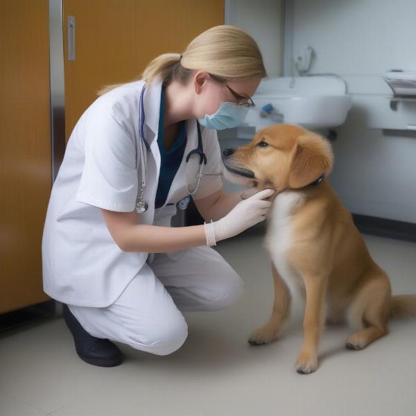 Veterinarian Examining a Dog