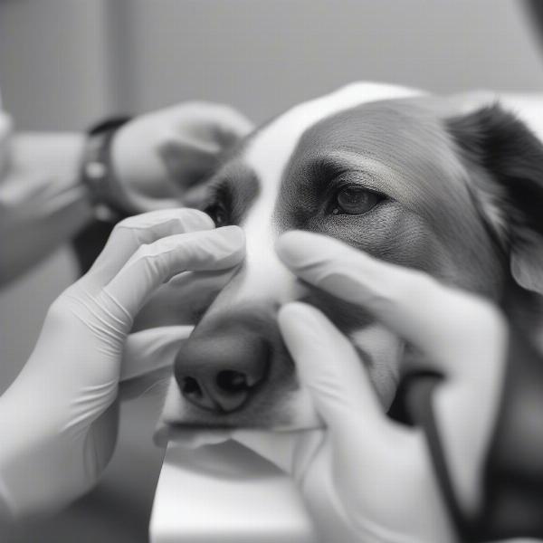 Veterinarian examining a dog