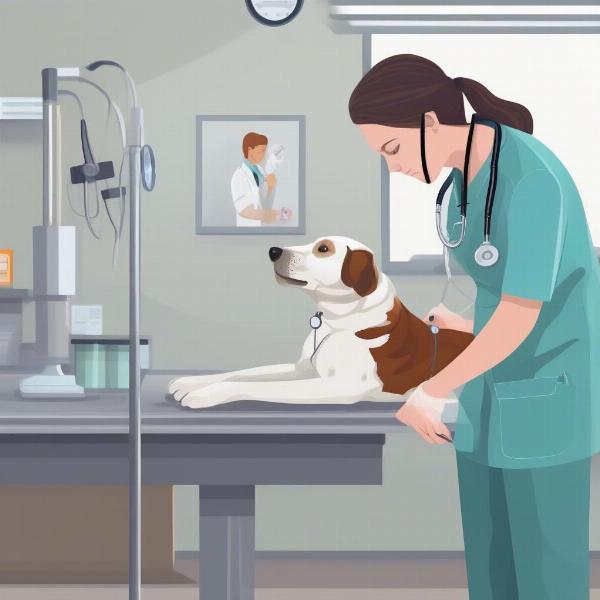 Veterinarian Examining a Dog