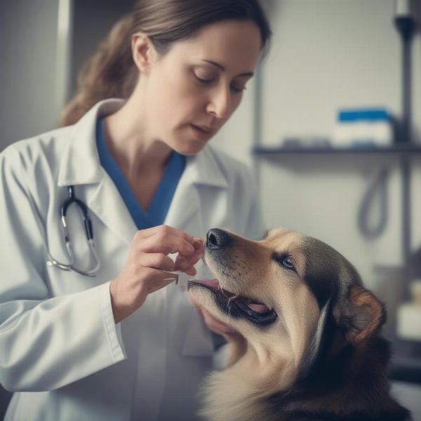 Veterinarian examining a dog