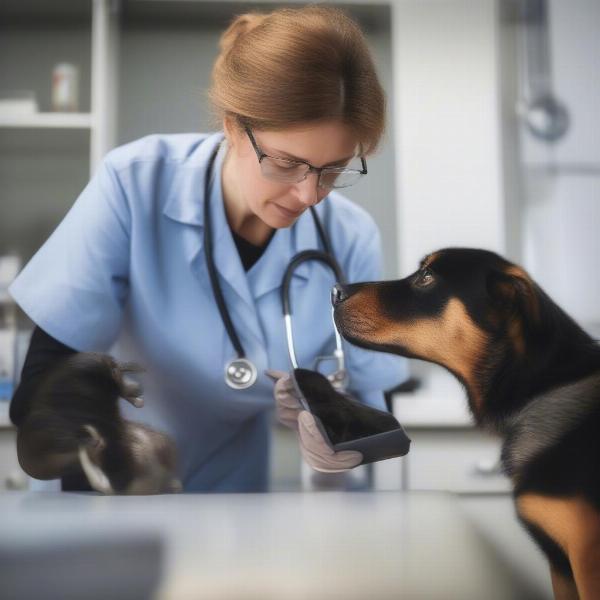 Veterinarian Examining a Dog