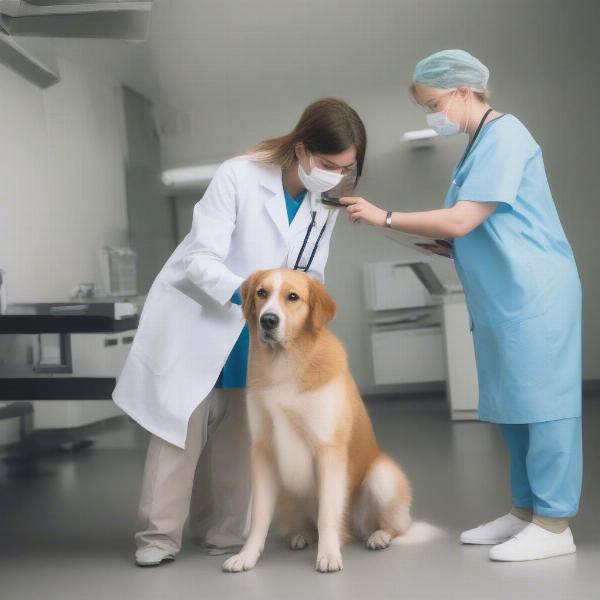 Veterinarian Examining a Dog