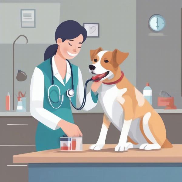 Veterinarian examining dog