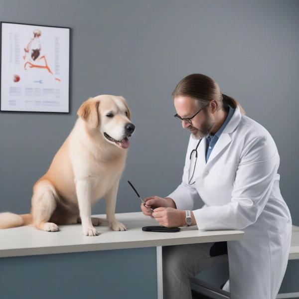 Veterinarian Examining a Dog