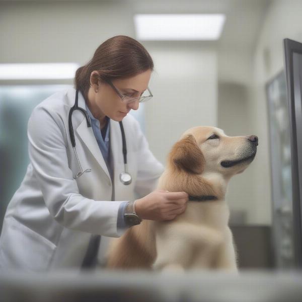 Veterinarian Examining a Dog