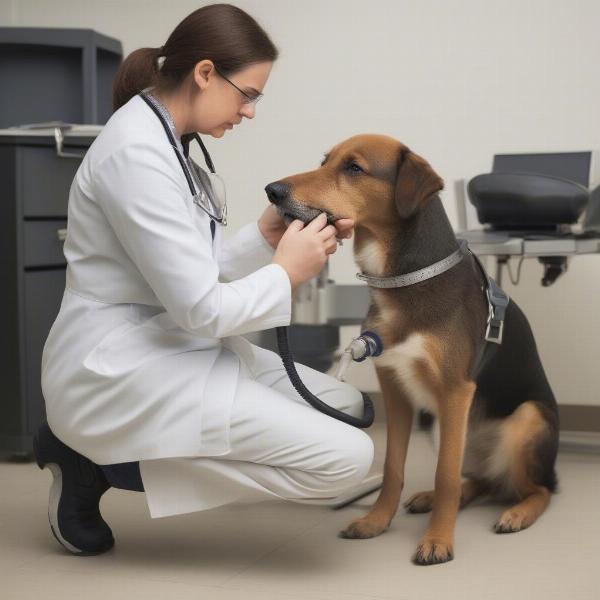 Veterinarian Examining a Dog