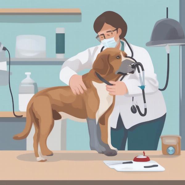 Veterinarian examining a dog