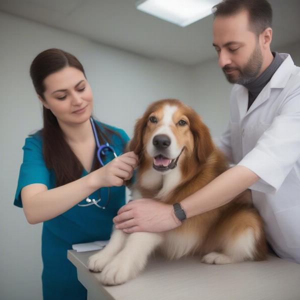 Veterinarian Examining a Dog