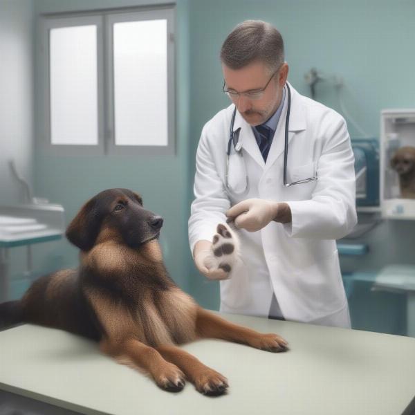 Veterinarian Examining a Dog