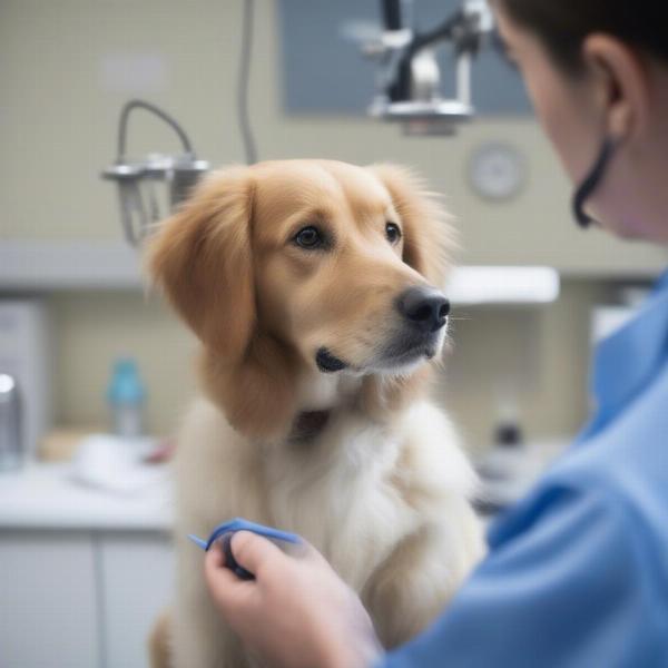 Veterinarian Examining a Dog