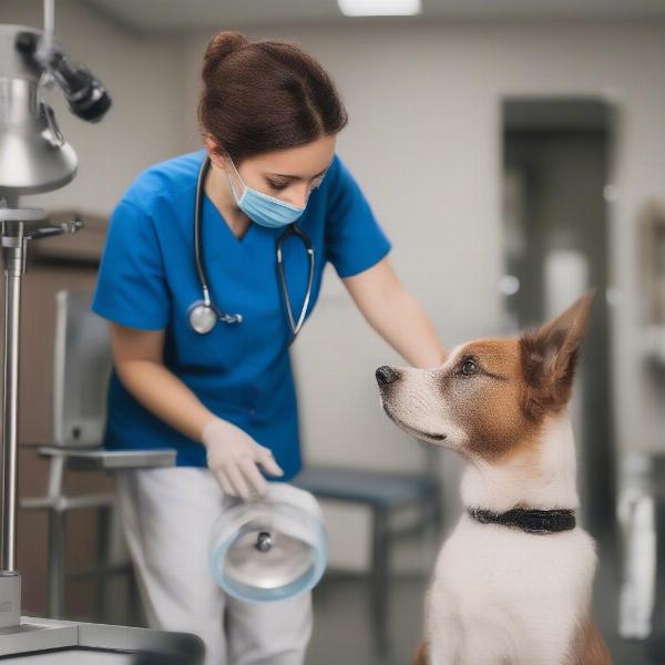 Veterinarian Examining a Dog