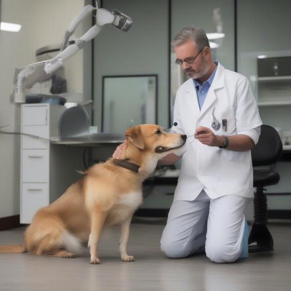 Veterinarian Examining Dog