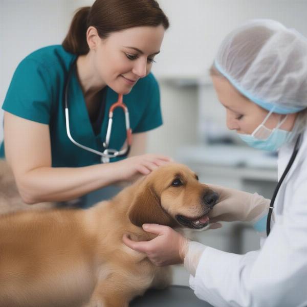 Veterinarian Examining a Dog