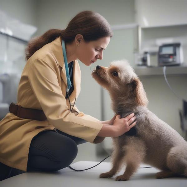 Veterinarian Examining Dog After Chocolate Ingestion