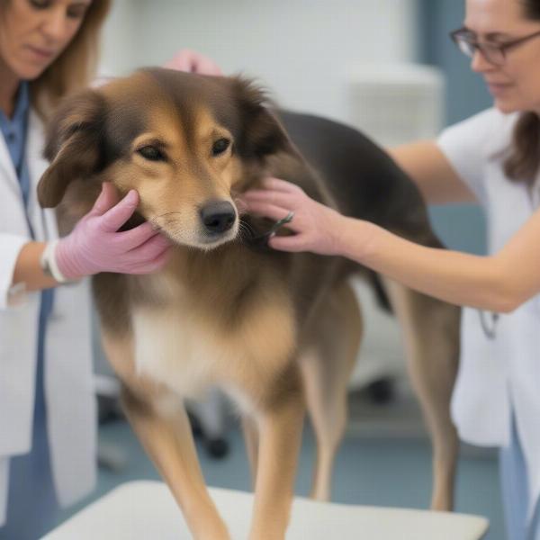 Veterinarian Examining Dog's Back Legs