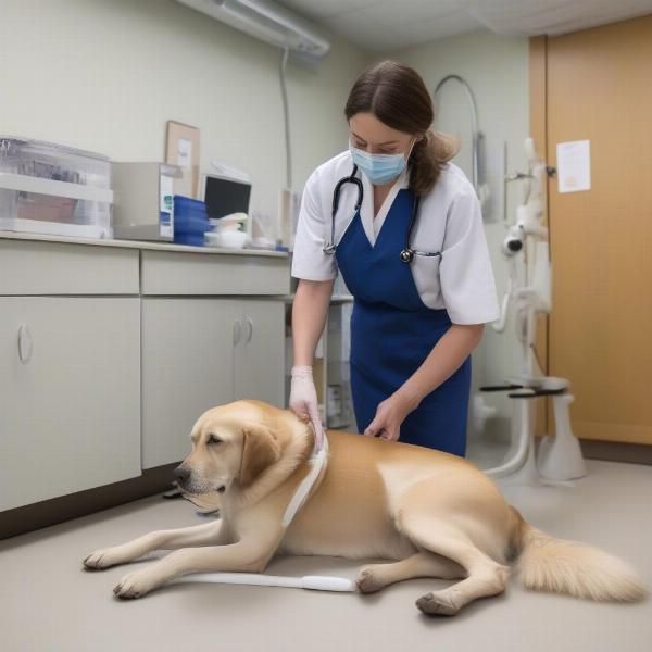 Veterinarian Examining Dog for Calcium Deficiency