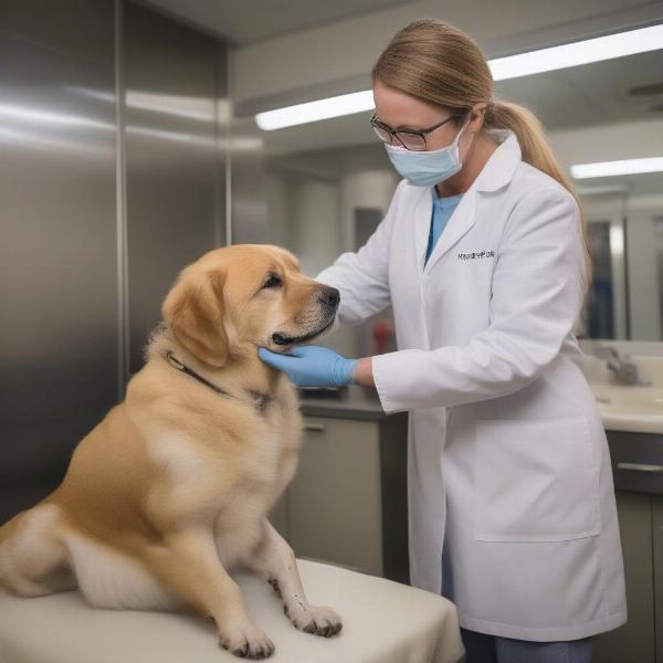 Veterinarian Examining Dog Skin