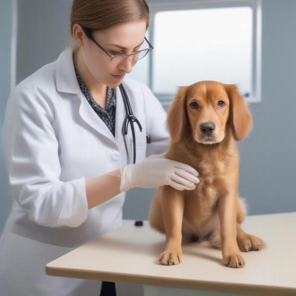 Veterinarian Examining Dog Skin