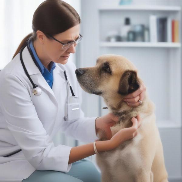 Veterinarian Examining a Senior Dog