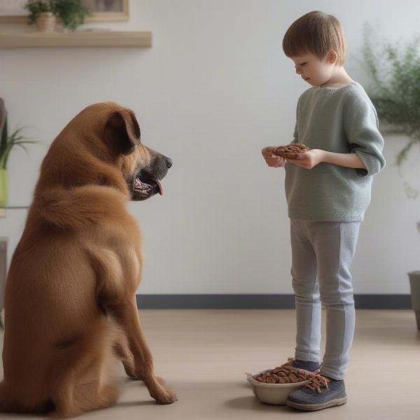 Visitor Giving Dog a Treat