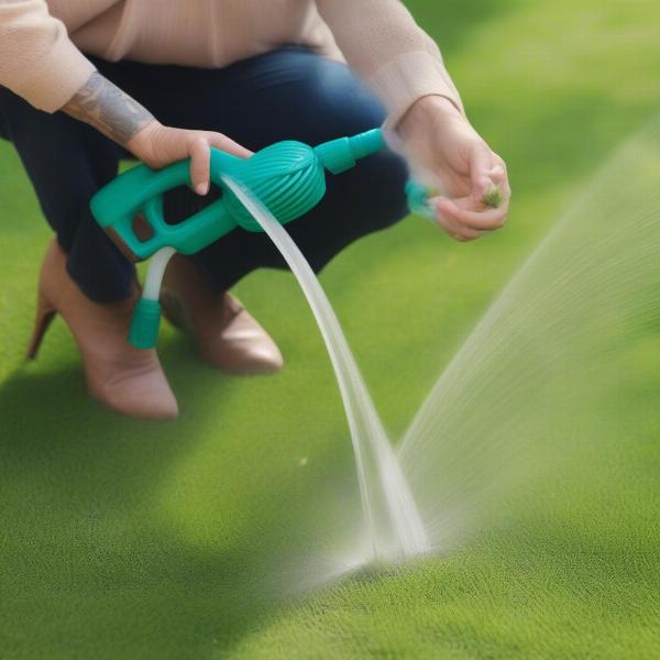 Watering lawn after dog pees