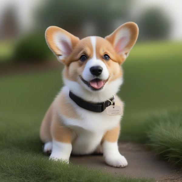 Welsh Corgi with name tag Arthur