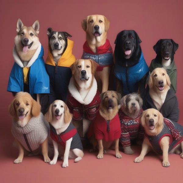 Different styles of XL dog clothing