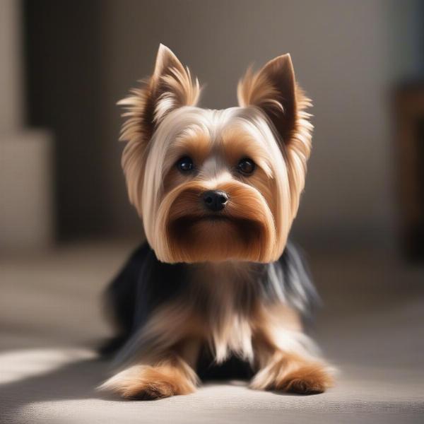 Yorkie with a plush, fluffy coat